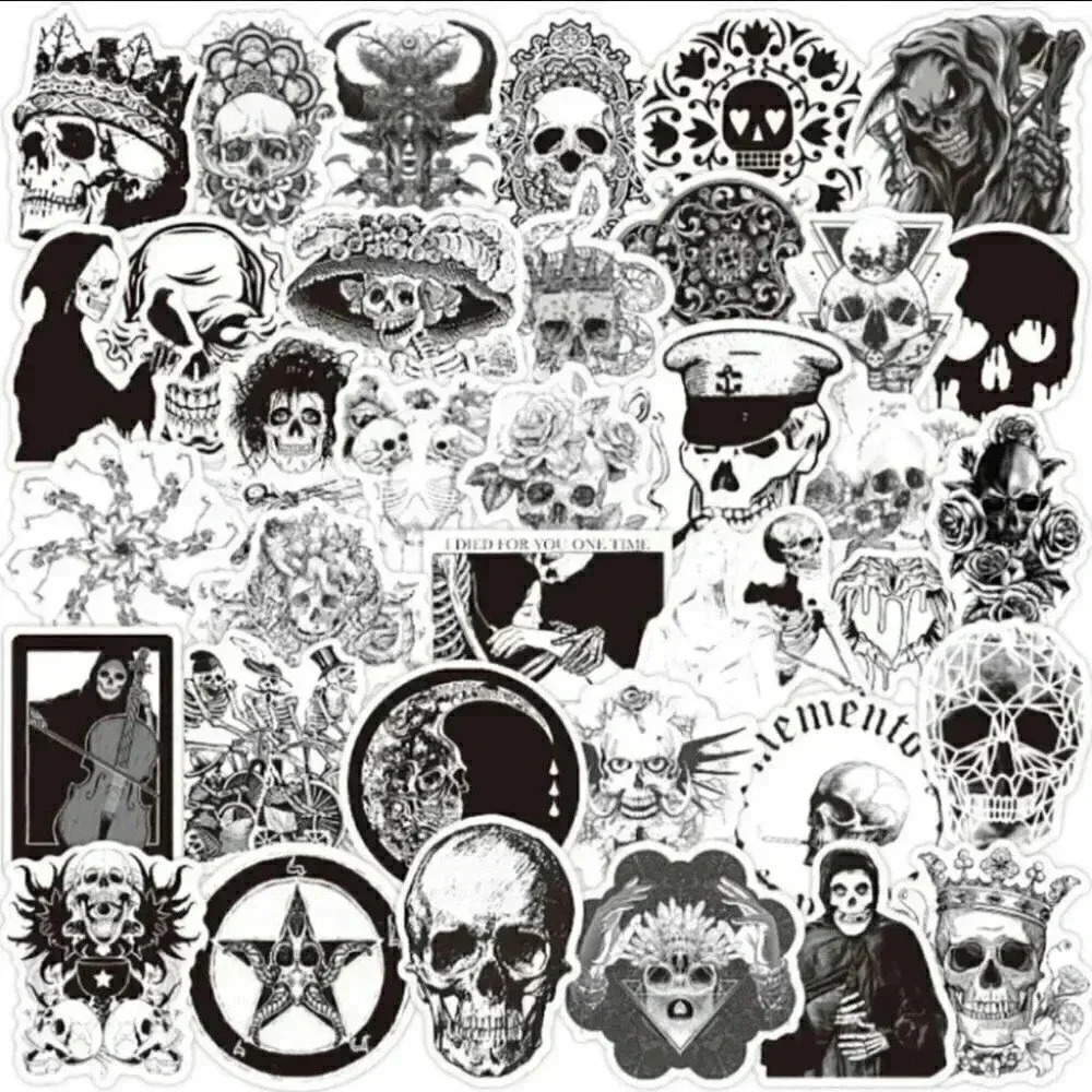 Halloween horror gothic evil rock skull 50 glossy stickers